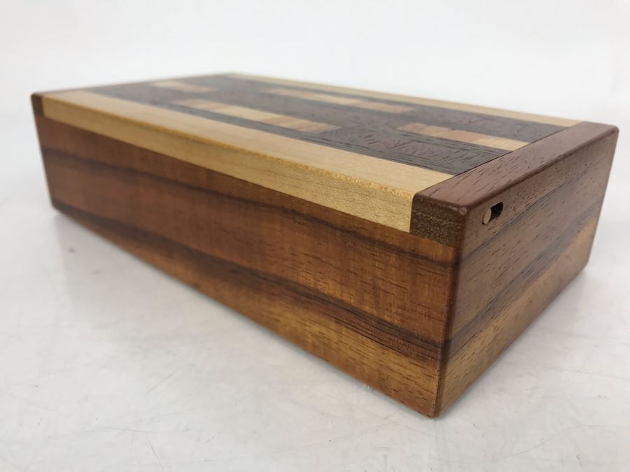 Handmade Wooden Box Signed Underneath By Artist 8W X 4.5D X 2H [Photo 6]