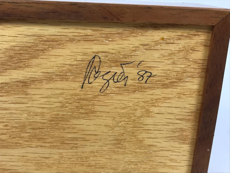 Handmade Wooden Box Signed Underneath By Artist 8W X 4.5D X 2H [Photo 8]