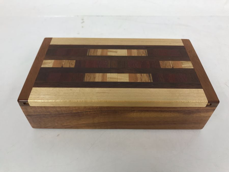 Handmade Wooden Box Signed Underneath By Artist 8W X 4.5D X 2H [Photo 3]