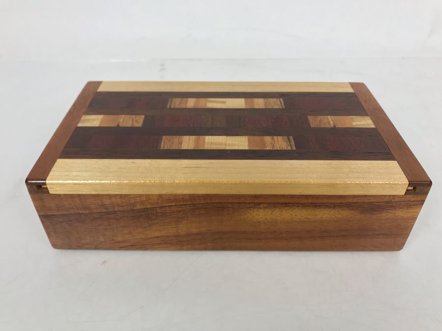 Handmade Wooden Box Signed Underneath By Artist 8W X 4.5D X 2H [Photo 2]