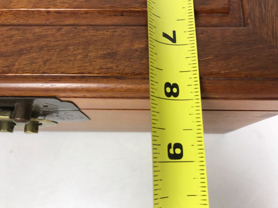 Vintage Chinese Wooden Silk Lined Jewelry Box With Some Jewelry 12W X 8D X 5H - See Photos [Photo 19]