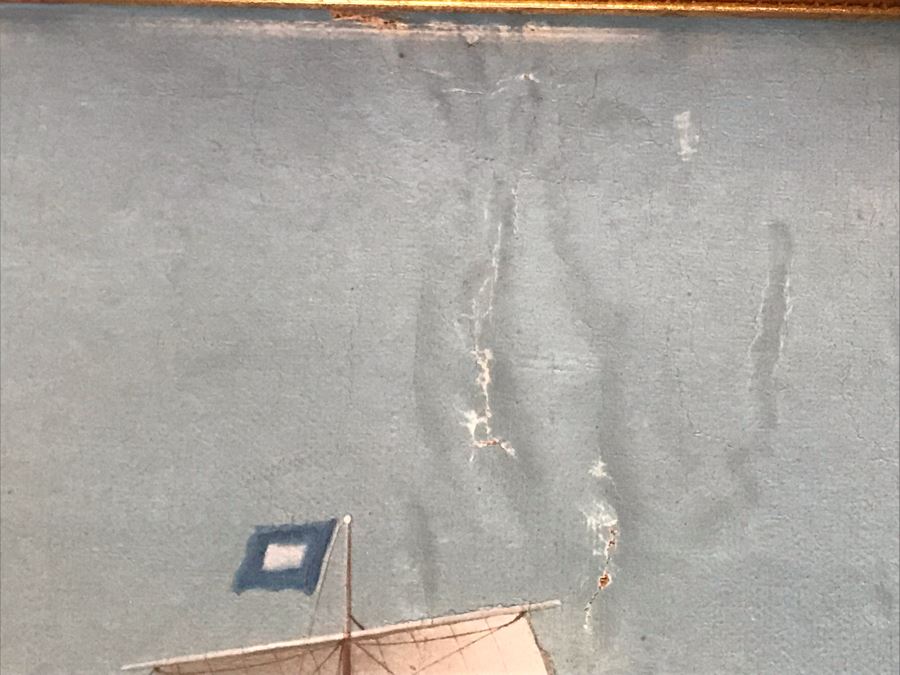 JUST ADDED - Vintage Original British Sailing Ship 'Waterlily' Painting 22 X 16 [Photo 15]