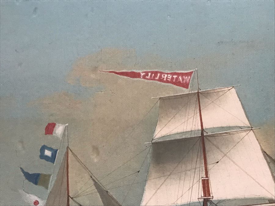 JUST ADDED - Vintage Original British Sailing Ship 'Waterlily' Painting 22 X 16 [Photo 11]