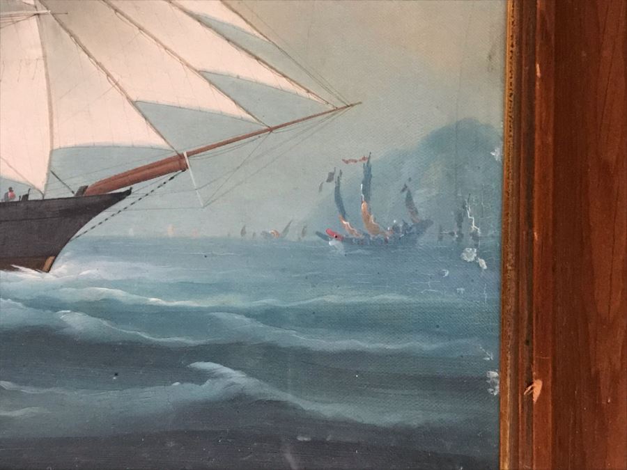 JUST ADDED - Vintage Original British Sailing Ship 'Waterlily' Painting 22 X 16 [Photo 5]