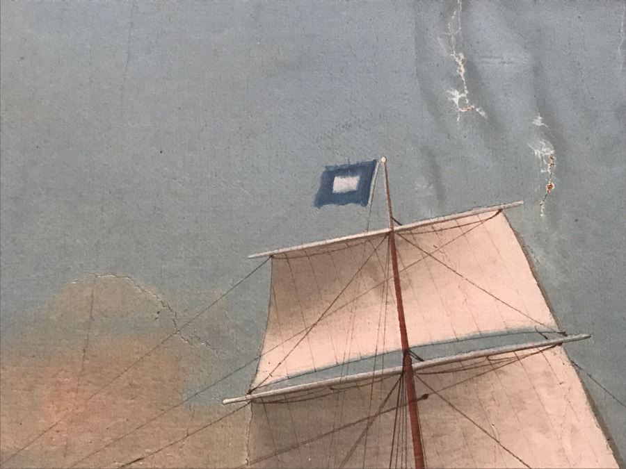 JUST ADDED - Vintage Original British Sailing Ship 'Waterlily' Painting 22 X 16 [Photo 13]