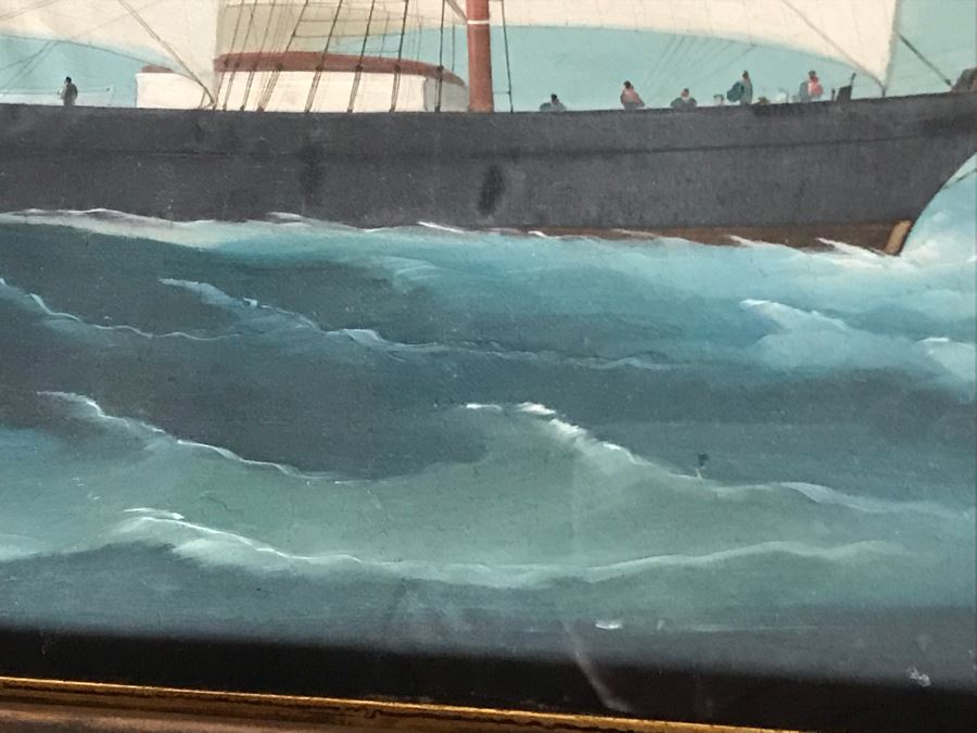 JUST ADDED - Vintage Original British Sailing Ship 'Waterlily' Painting 22 X 16 [Photo 8]