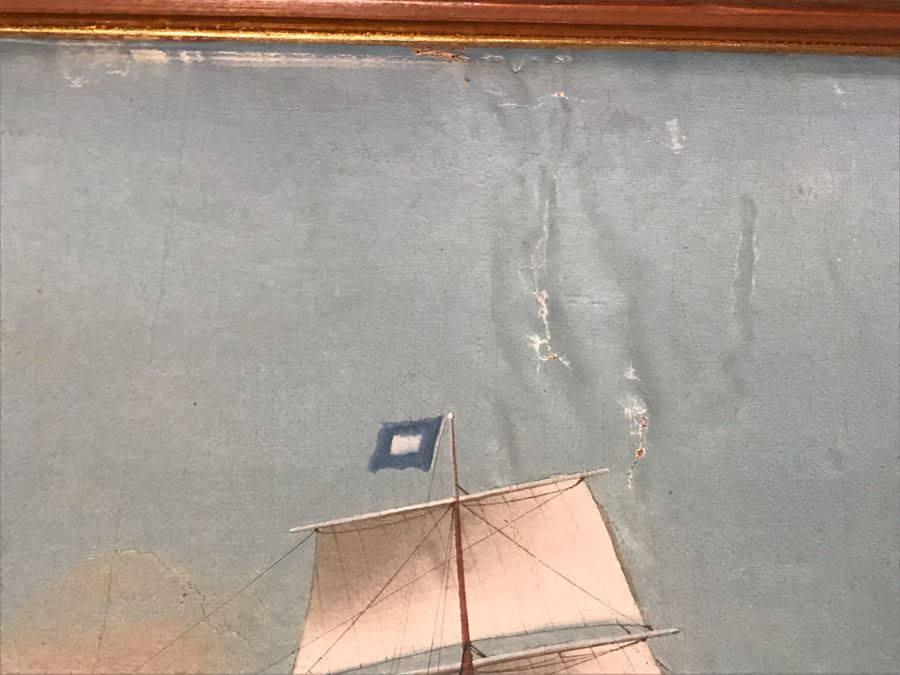 JUST ADDED - Vintage Original British Sailing Ship 'Waterlily' Painting 22 X 16 [Photo 14]