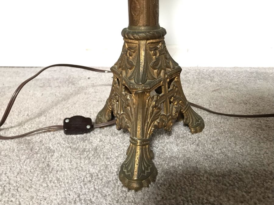 JUST ADDED - Pair Of Vintage Brass Catholic Electrified Candle Holders Table Lamps 32H - One Needs Rewiring [Photo 9]