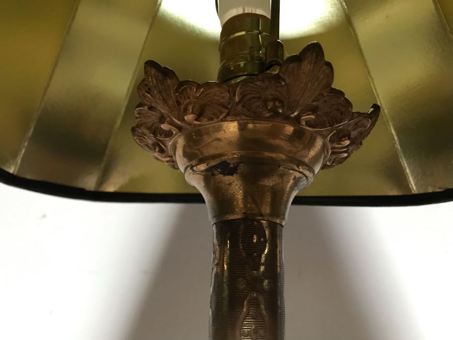 JUST ADDED - Pair Of Vintage Brass Catholic Electrified Candle Holders Table Lamps 32H - One Needs Rewiring [Photo 8]