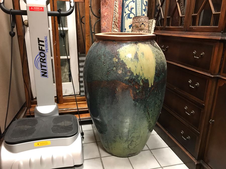JUST ADDED - Large Glazed Outdoor Pottery Pot Planter 36H X 24W