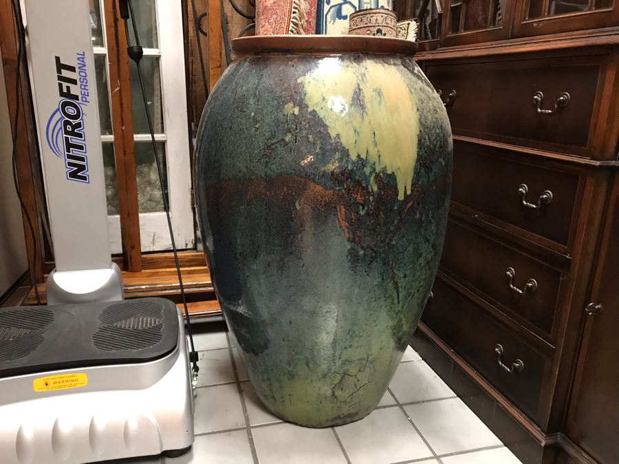 JUST ADDED - Large Glazed Outdoor Pottery Pot Planter 36H X 24W [Photo 3]