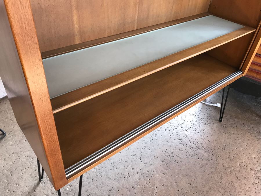Vintage 1956 Mid-Century Modern Bookcase With Metal Hairpin Legs By Drexel 48W X 16D X 56H [Photo 10]