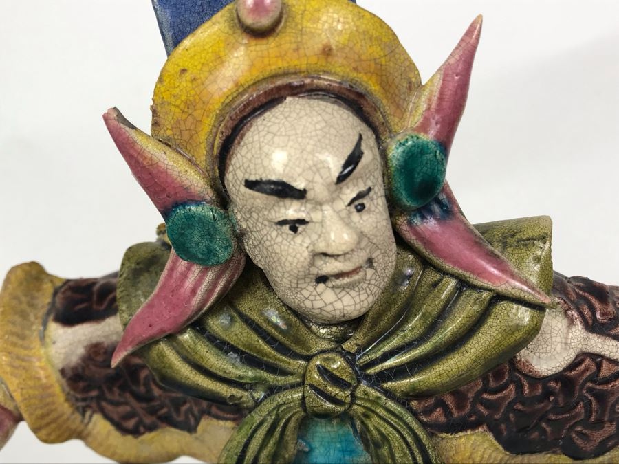 JUST ADDED - Vintage Asian Roof Tile With Wooden Stand 14.5 X 4.5 X 14 [Photo 4]