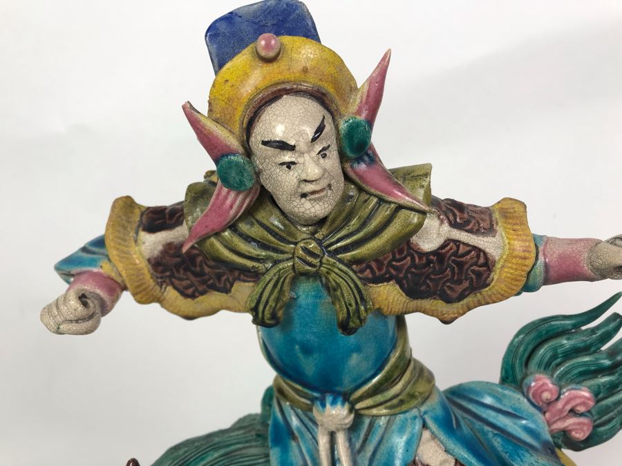 JUST ADDED - Vintage Asian Roof Tile With Wooden Stand 14.5 X 4.5 X 14 [Photo 3]