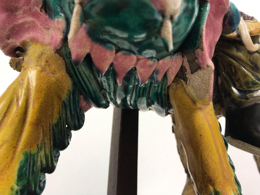 JUST ADDED - Vintage Asian Roof Tile With Wooden Stand 14.5 X 4.5 X 14 [Photo 11]