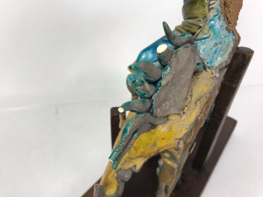 JUST ADDED - Vintage Asian Roof Tile With Wooden Stand 14.5 X 4.5 X 14 [Photo 14]