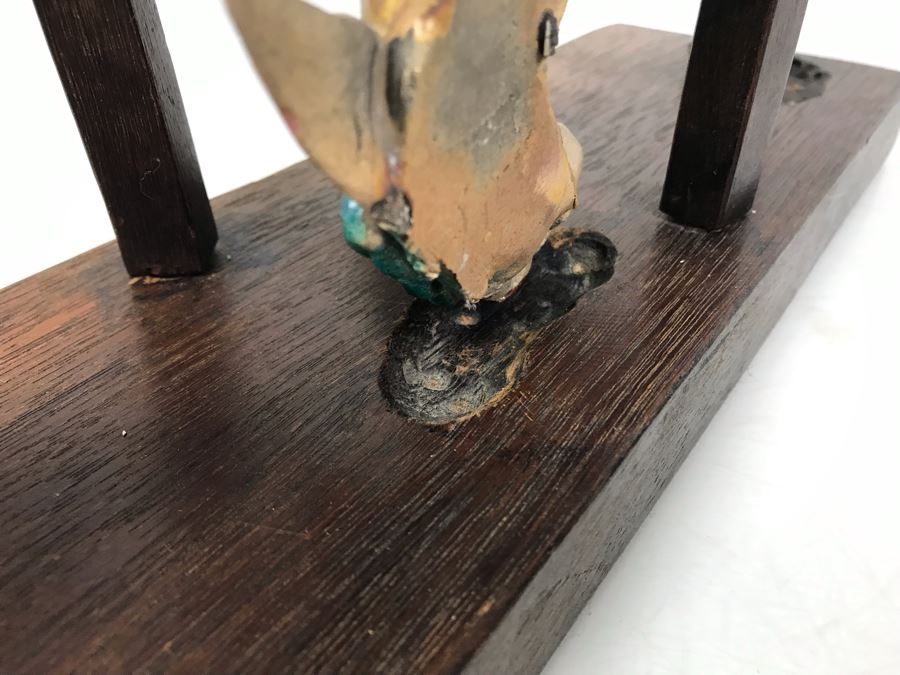 JUST ADDED - Vintage Asian Roof Tile With Wooden Stand 14.5 X 4.5 X 14 [Photo 15]