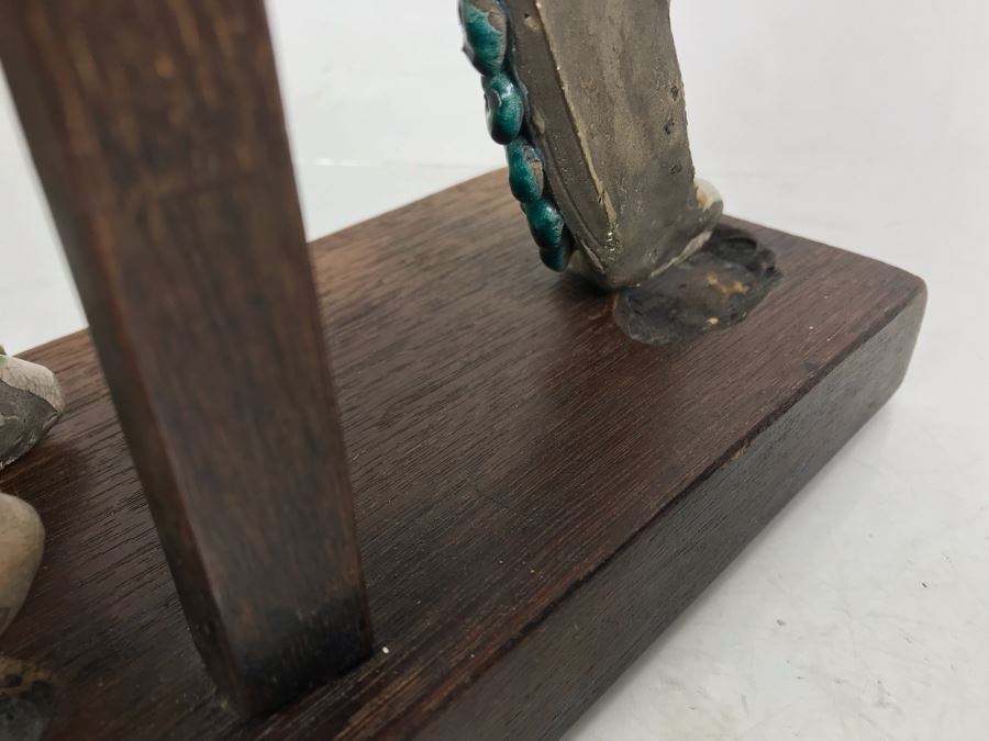 JUST ADDED - Vintage Asian Roof Tile With Wooden Stand 14.5 X 4.5 X 14 [Photo 16]