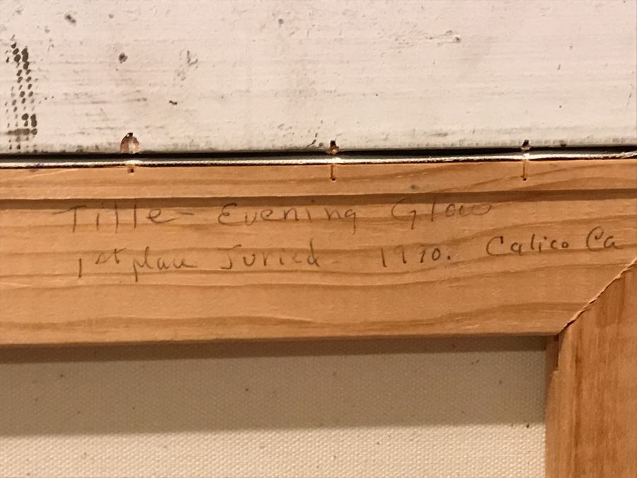 JUST ADDED - Original Plein Air Oil Painting Titled 'Evening Glow' 1st Place Juried 1990 Calico, CA Unsigned In Stunning Gilded Frame Purchased From Mike Cluff Fine Art 20 X 16 [Photo 16]