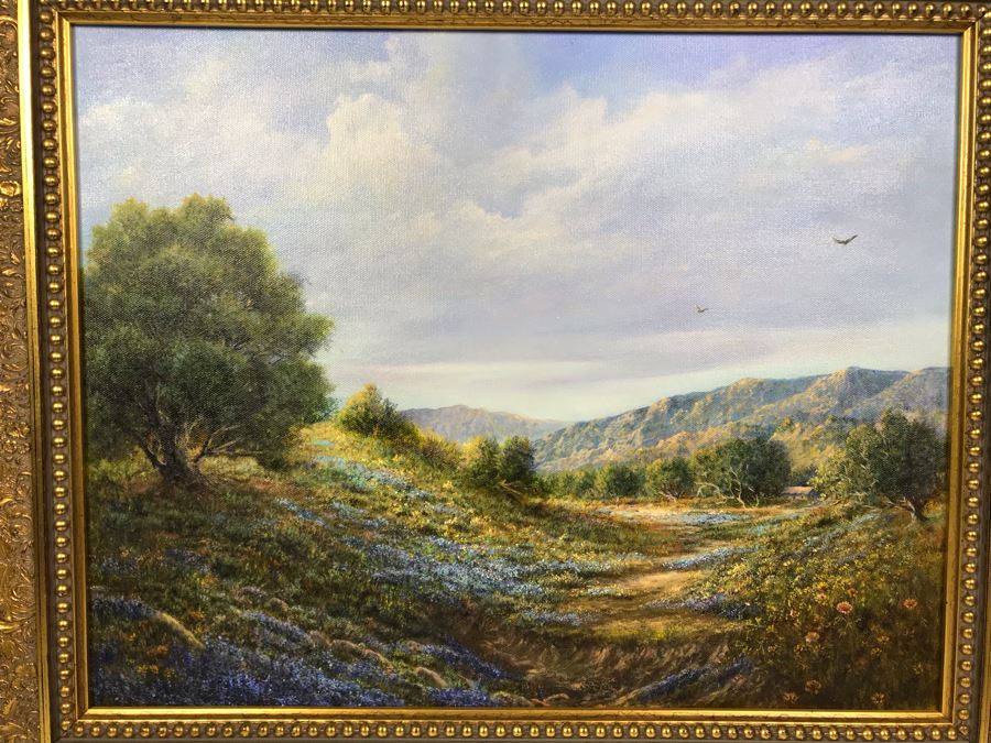 JUST ADDED - Original Plein Air Oil Painting Titled 'Evening Glow' 1st Place Juried 1990 Calico, CA Unsigned In Stunning Gilded Frame Purchased From Mike Cluff Fine Art 20 X 16 [Photo 4]
