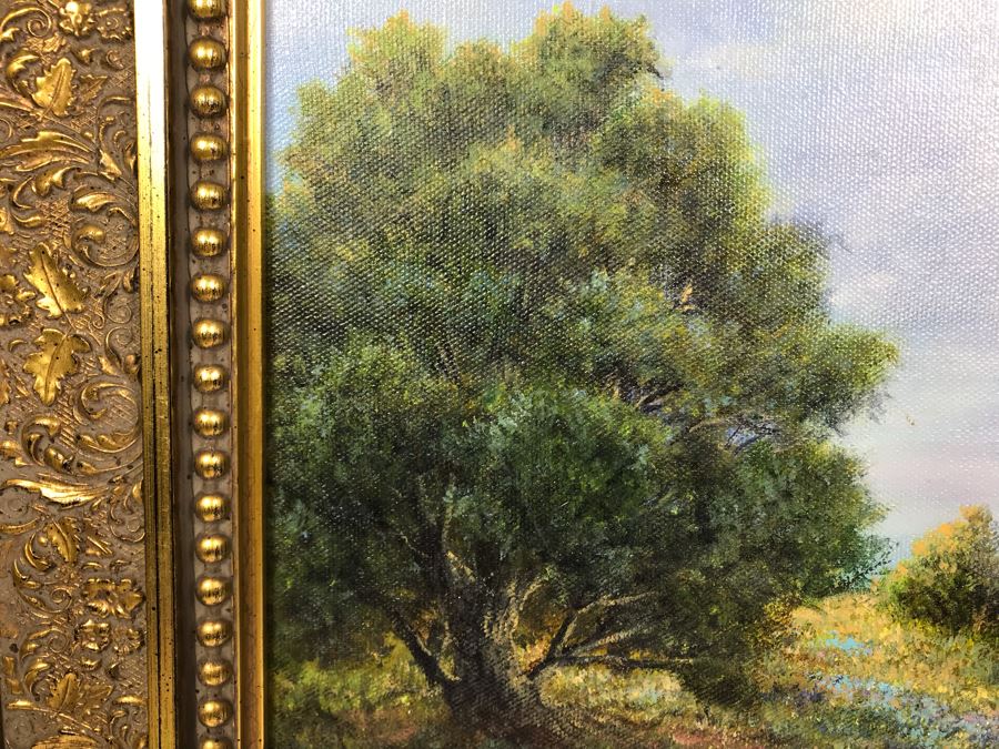 JUST ADDED - Original Plein Air Oil Painting Titled 'Evening Glow' 1st Place Juried 1990 Calico, CA Unsigned In Stunning Gilded Frame Purchased From Mike Cluff Fine Art 20 X 16 [Photo 8]
