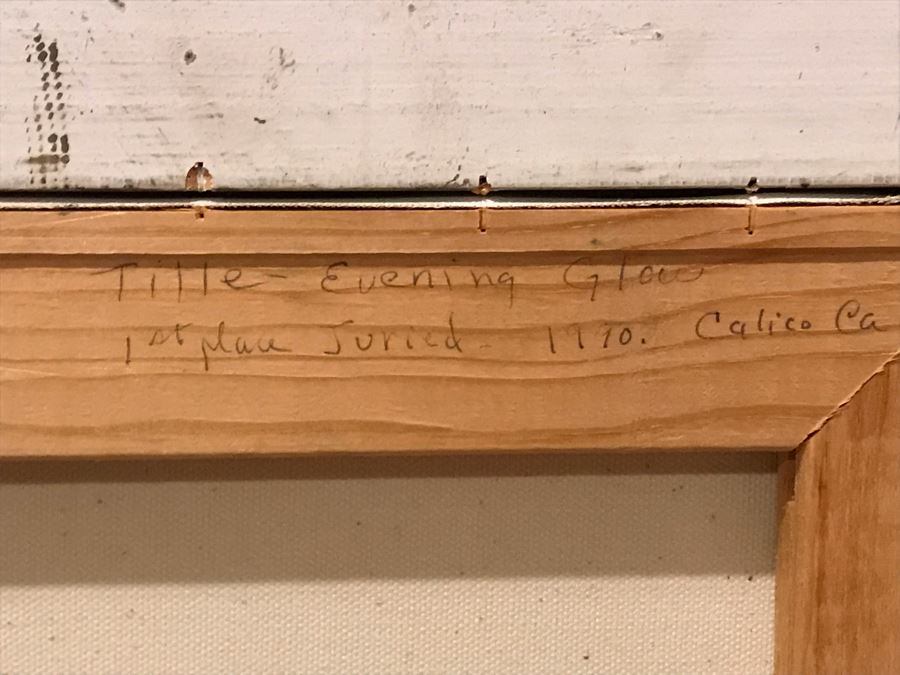 JUST ADDED - Original Plein Air Oil Painting Titled 'Evening Glow' 1st Place Juried 1990 Calico, CA Unsigned In Stunning Gilded Frame Purchased From Mike Cluff Fine Art 20 X 16 [Photo 15]