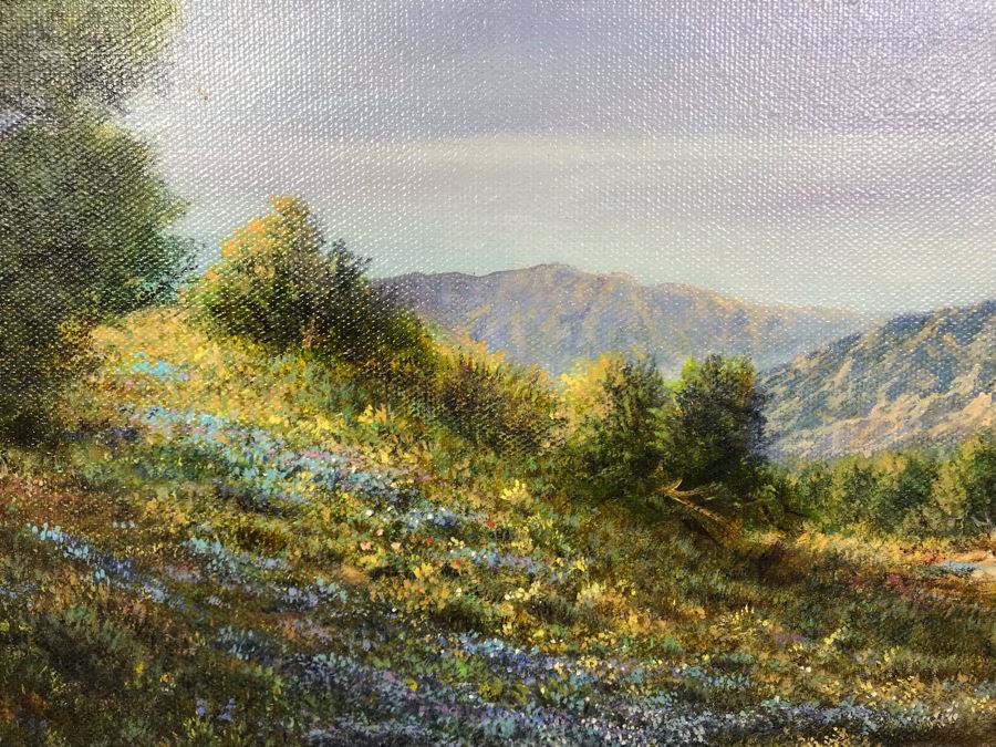 JUST ADDED - Original Plein Air Oil Painting Titled 'Evening Glow' 1st Place Juried 1990 Calico, CA Unsigned In Stunning Gilded Frame Purchased From Mike Cluff Fine Art 20 X 16 [Photo 6]