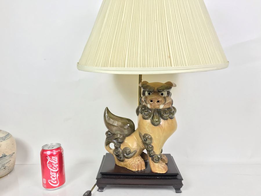 JUST ADDED - Vintage Foo Dog Ceramic Lamp 26H