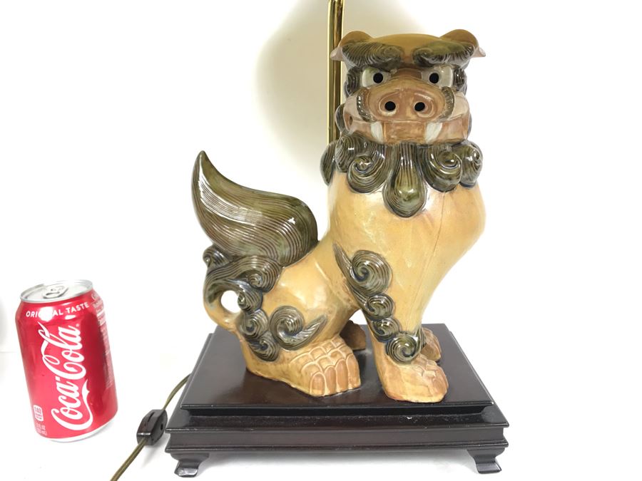 JUST ADDED - Vintage Foo Dog Ceramic Lamp 26H [Photo 3]