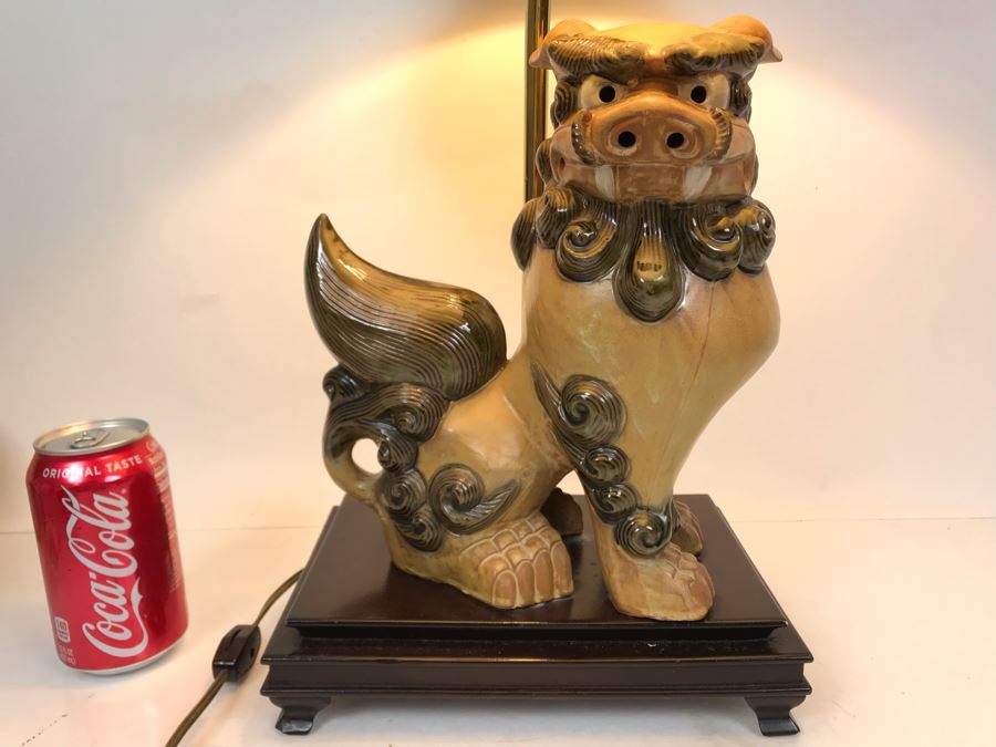 JUST ADDED - Vintage Foo Dog Ceramic Lamp 26H [Photo 5]
