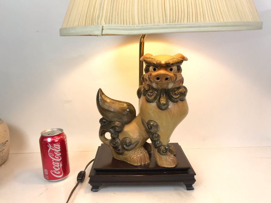 JUST ADDED - Vintage Foo Dog Ceramic Lamp 26H [Photo 4]