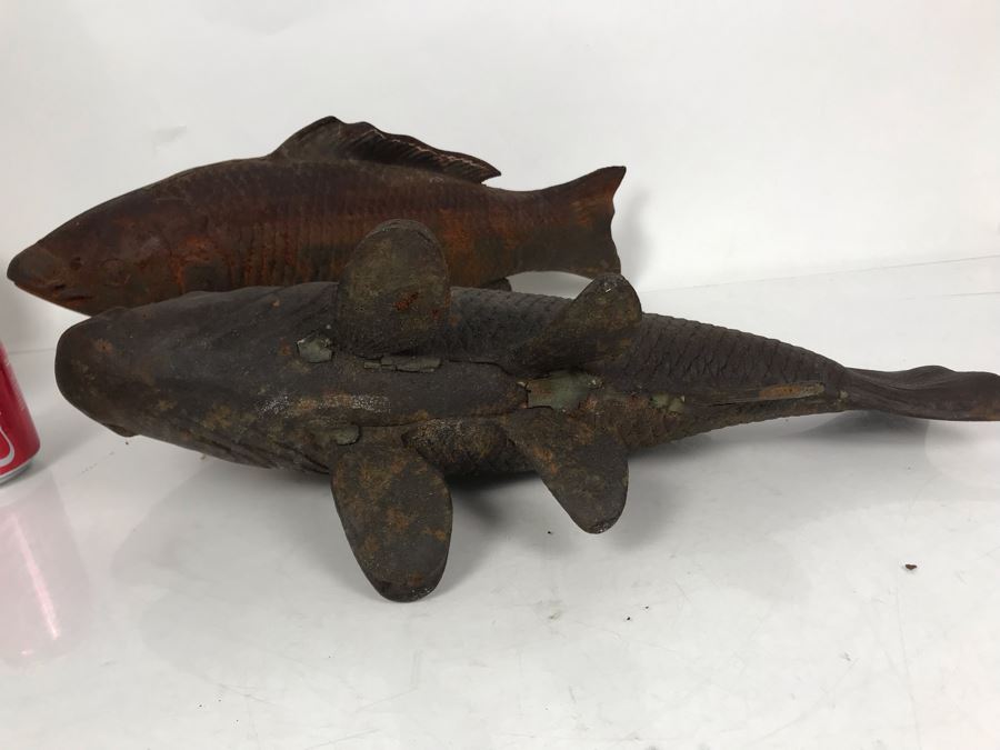 JUST ADDED - Pair Of Metal Koi Fish Garden Statuary 20L X 8H [Photo 7]
