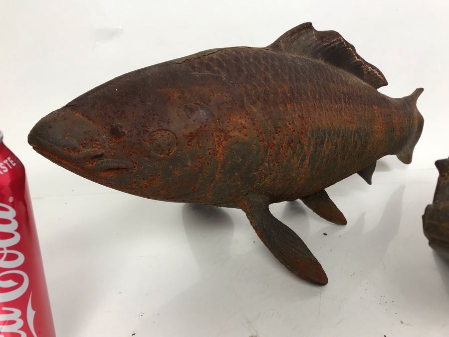 JUST ADDED - Pair Of Metal Koi Fish Garden Statuary 20L X 8H [Photo 4]