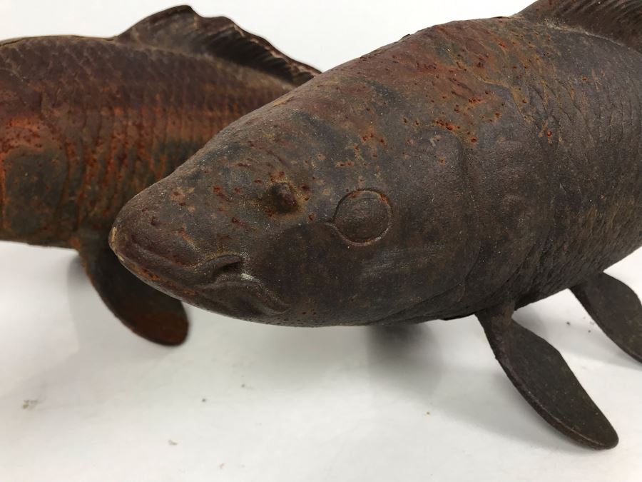 JUST ADDED - Pair Of Metal Koi Fish Garden Statuary 20L X 8H [Photo 6]