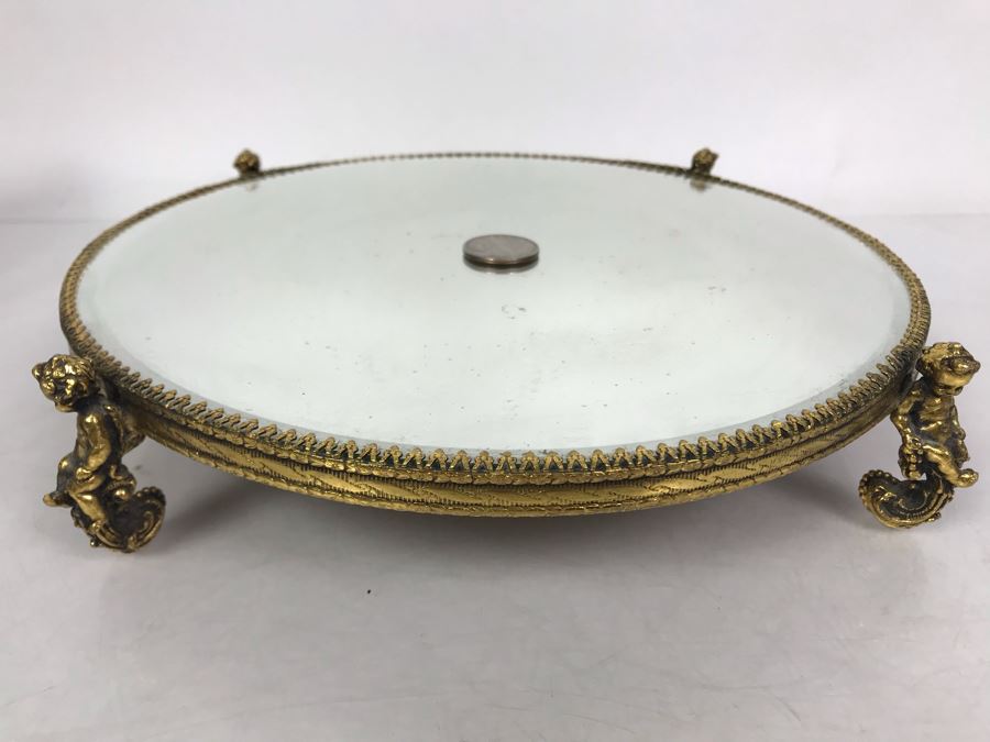 Vintage Stylebuilt Accessories Cherub Footed Vanity Mirror Tray 11R [Photo 3]