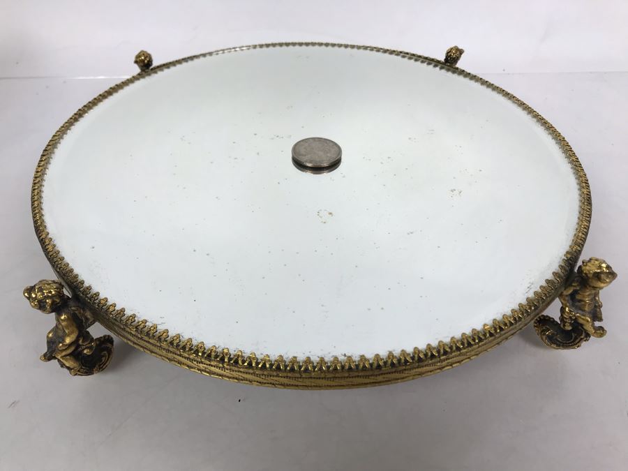 Vintage Stylebuilt Accessories Cherub Footed Vanity Mirror Tray 11R [Photo 4]