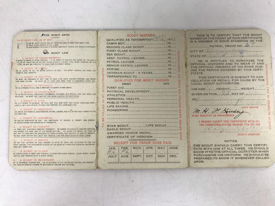 Vintage 1929 Boy Scouts Of America Be Prepared Membership Card [Photo 2]