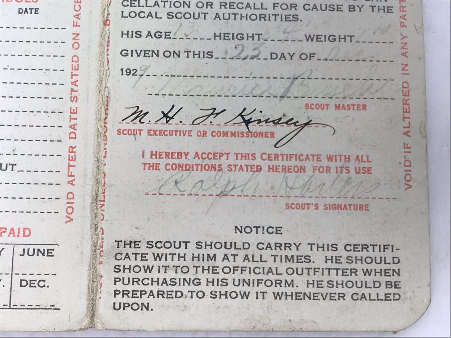 Vintage 1929 Boy Scouts Of America Be Prepared Membership Card [Photo 3]