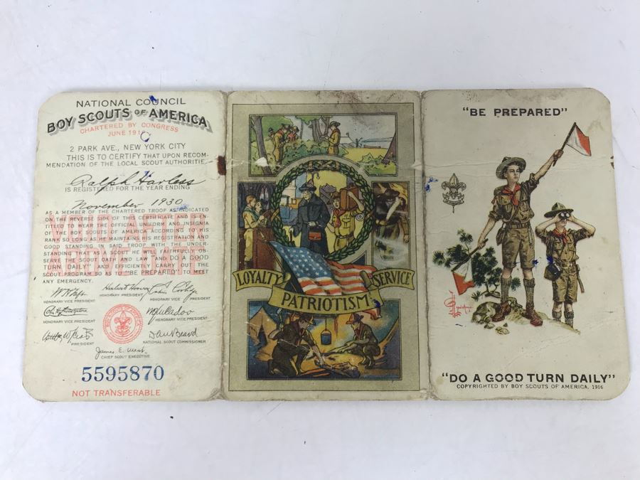 Vintage 1929 Boy Scouts Of America Be Prepared Membership Card [Photo 1]