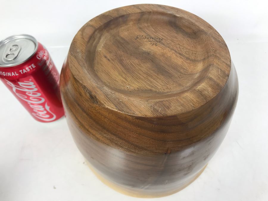 Signed Turned Walnut Bowl 8R X 6H  [Photo 4]