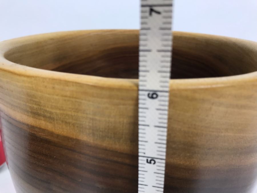 Signed Turned Walnut Bowl 8R X 6H  [Photo 7]