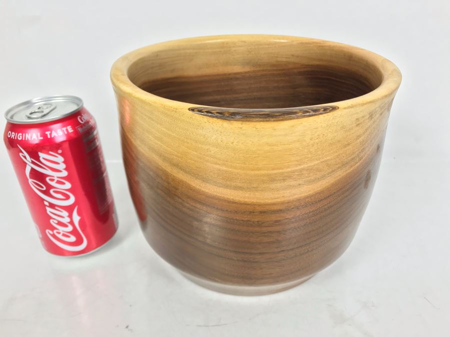Signed Turned Walnut Bowl 8R X 6H  [Photo 2]
