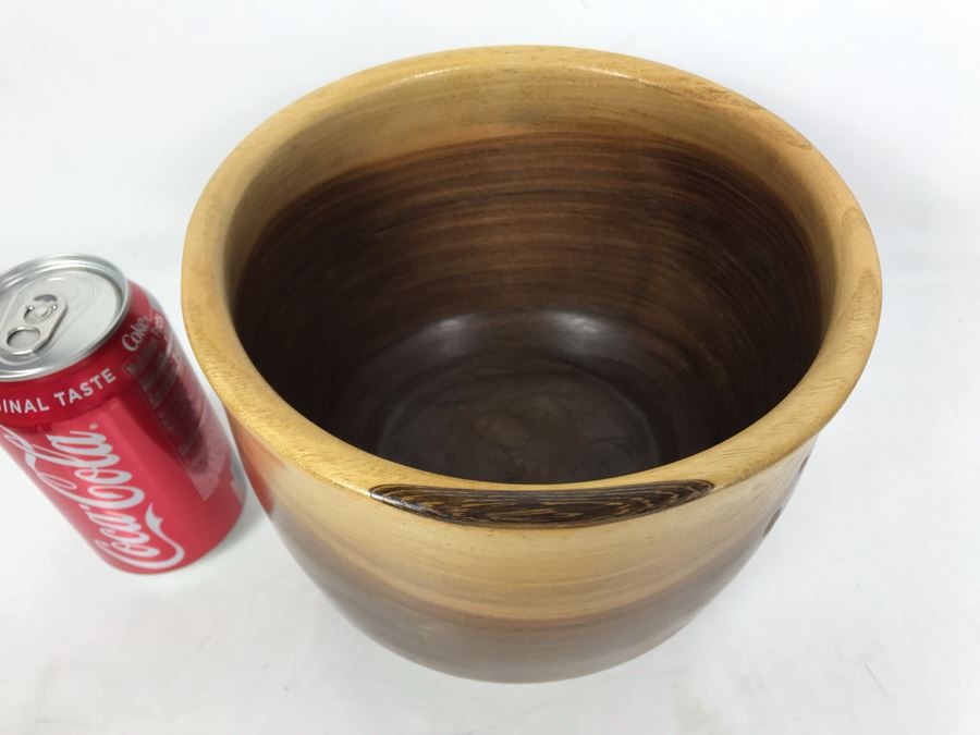 Signed Turned Walnut Bowl 8R X 6H  [Photo 3]