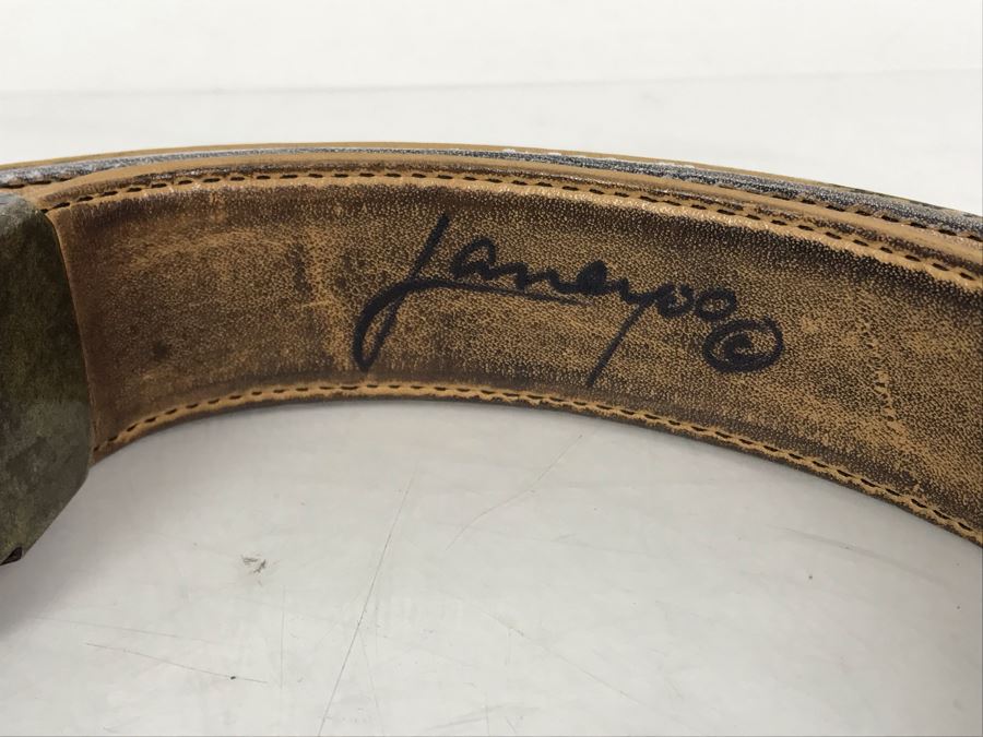 Jane Yoo Wearable Art Handpainted Signed Leather Belt 36L [Photo 4]