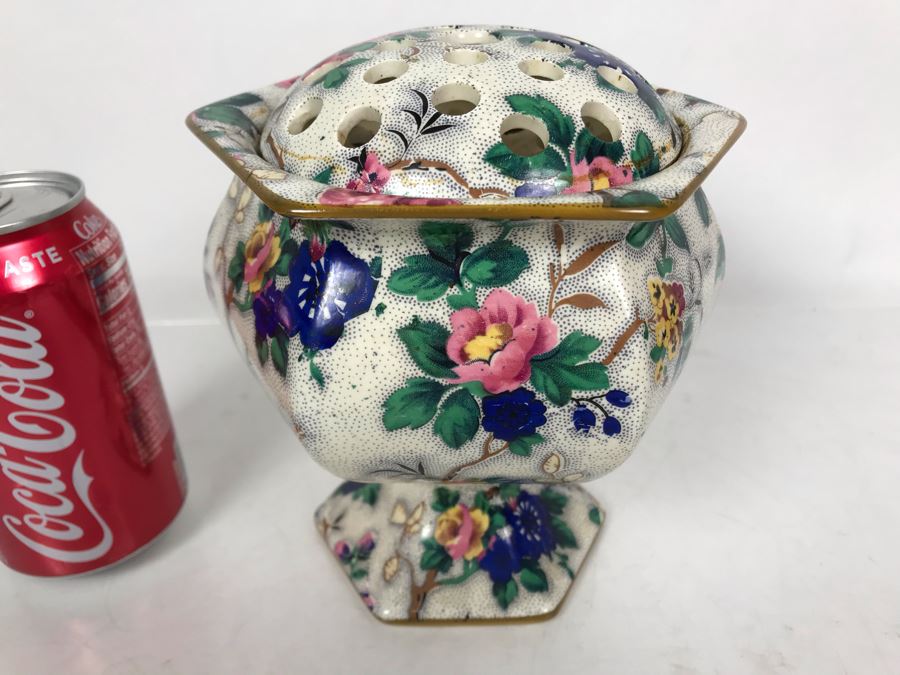 Vintage Crown Ducal Ware England Footed Flower Frog Vase 7W X 7H [Photo 2]