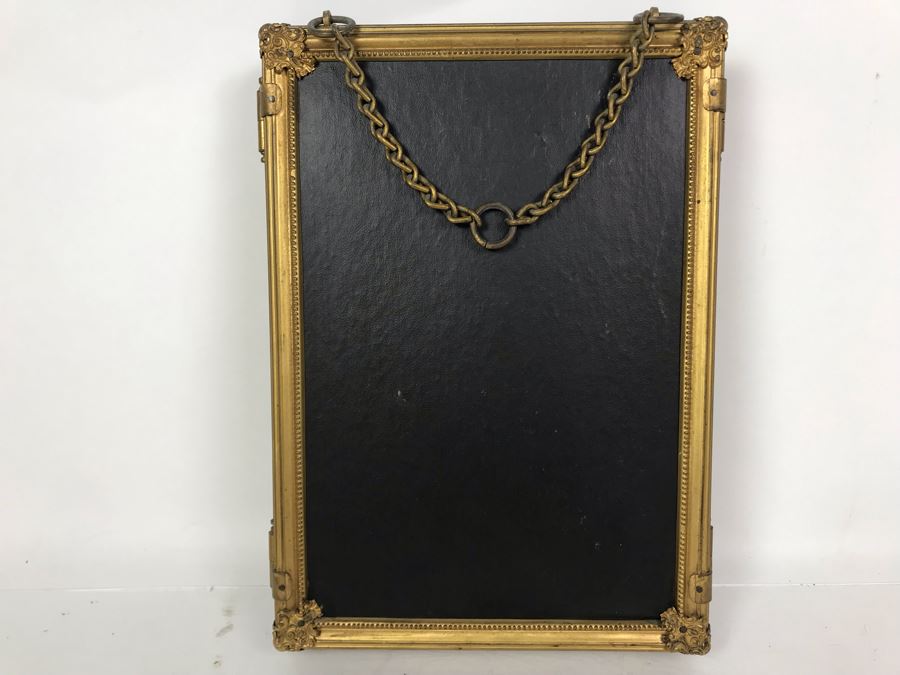 Antique Beveled Glass Hinged 3-Panel Mirror With Gilded Metal Framing ...