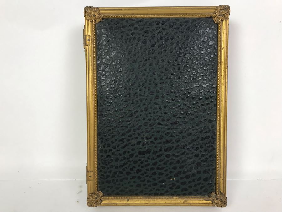 Antique Beveled Glass Hinged 3-Panel Mirror With Gilded Metal Framing Each Frame Is 7.5W X 10.5H [Photo 6]