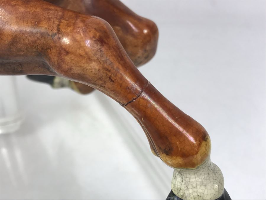 JUST ADDED - Vintage Asian Roof Tile With Acrylic Stand 16W X 7D X 17H - See Photos For Repaired Damage On Horses Feet And Sword [Photo 15]