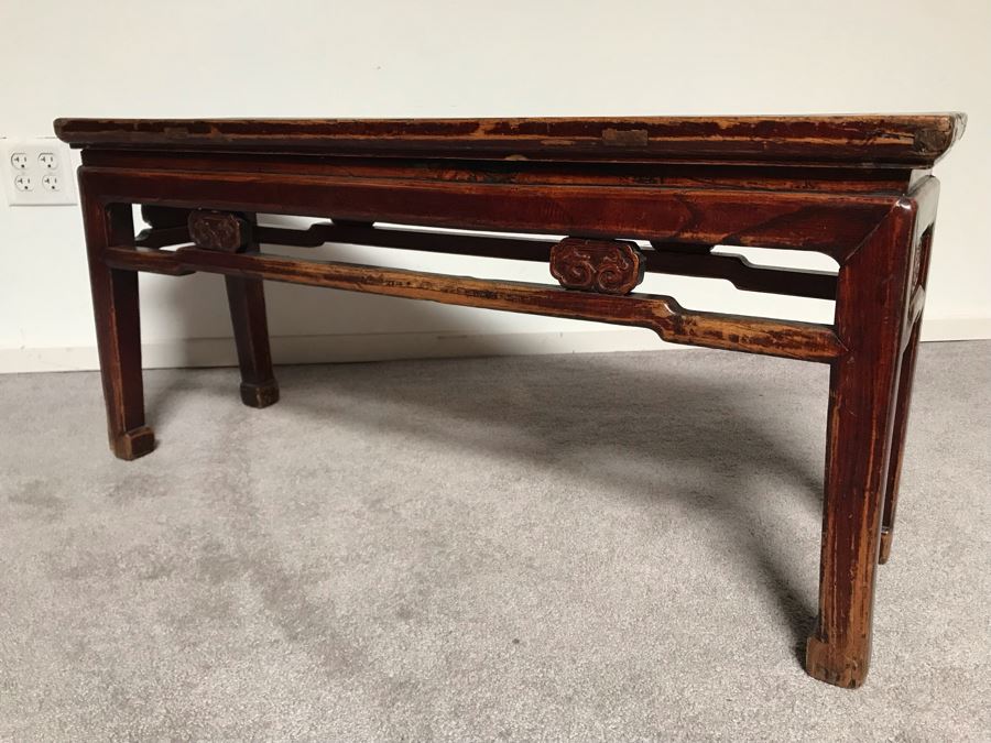 JUST ADDED - Vintage Chinese Wooden Bench 42W X 12D X 19.5H [Photo 12]