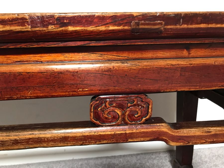 JUST ADDED - Vintage Chinese Wooden Bench 42W X 12D X 19.5H [Photo 6]